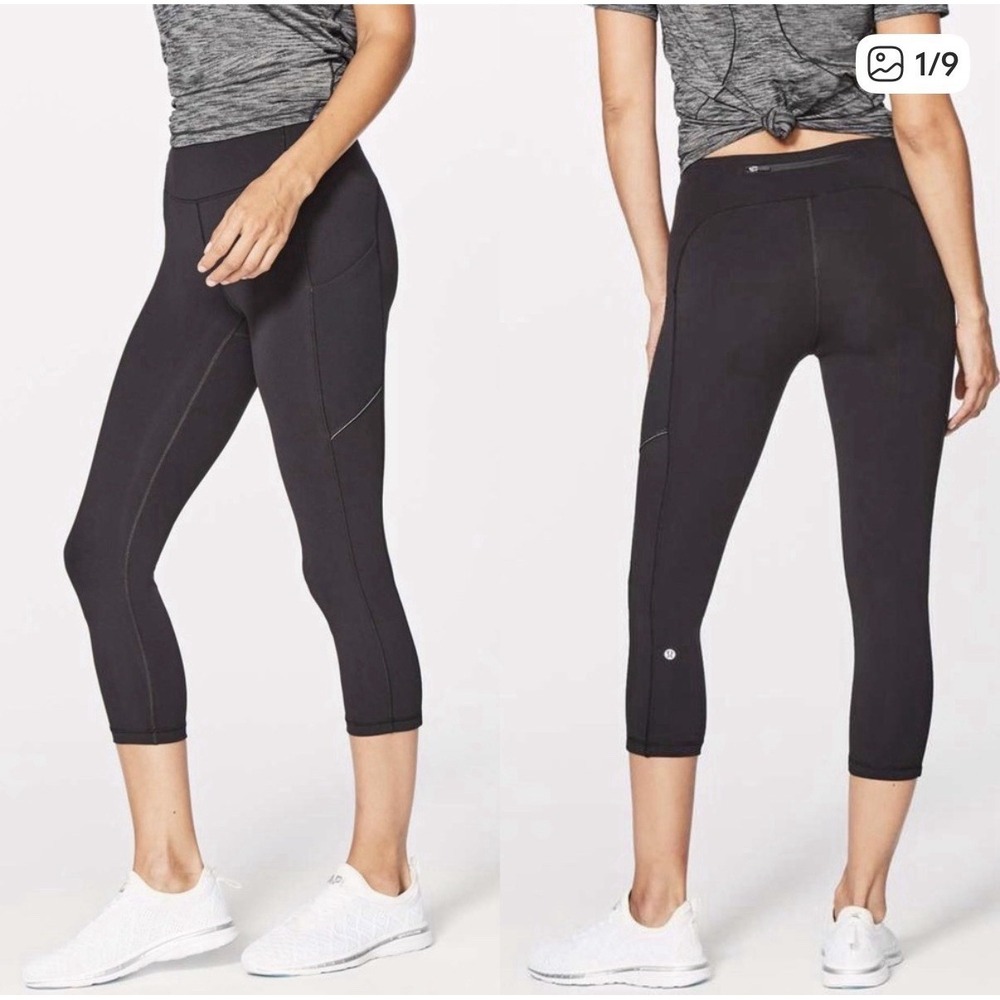 Lululemon Speed Up Crop Black Size 6 Side Pockets Luxtreme Tight